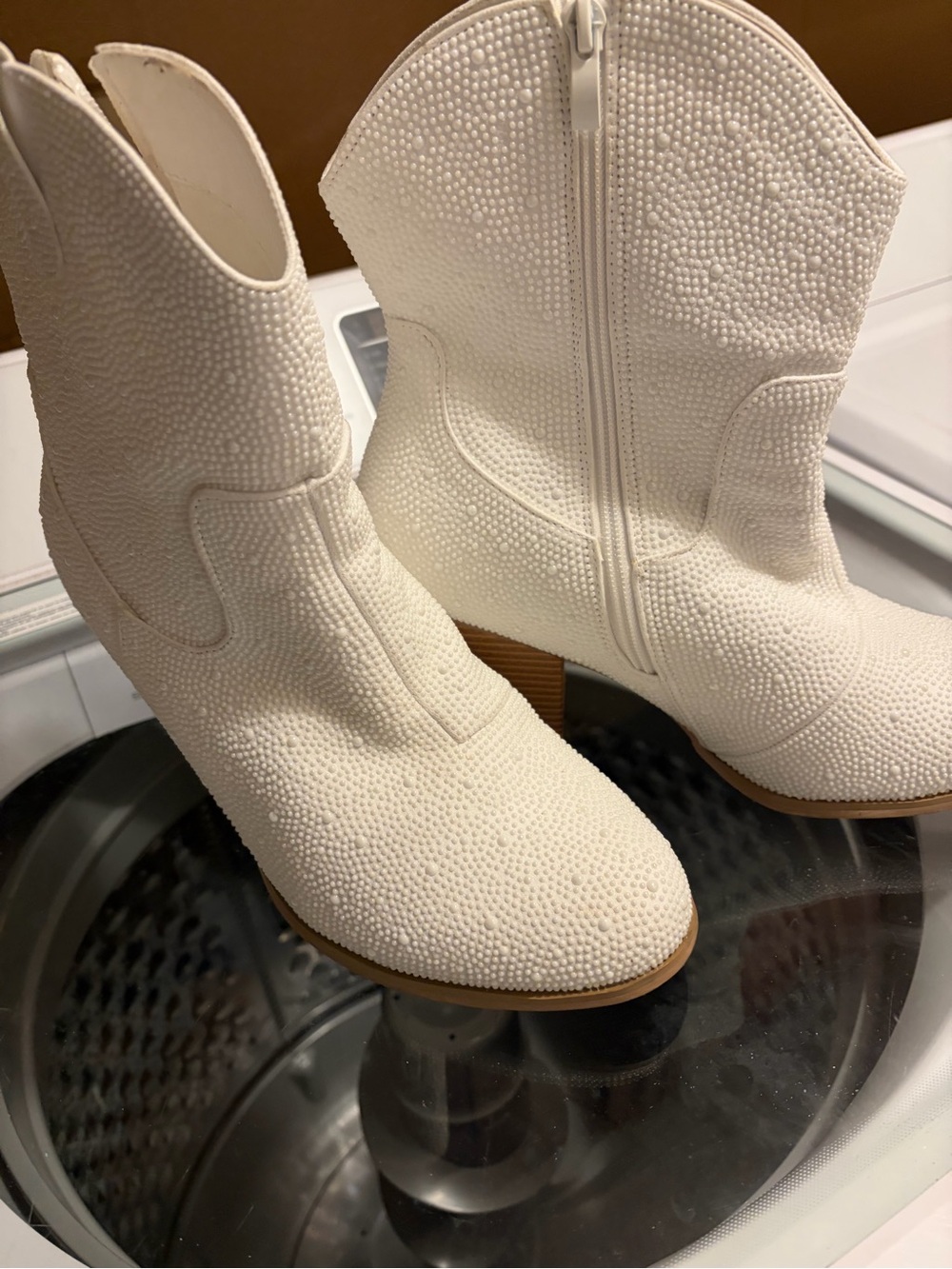 torrid White Beaded Western Ankle Booties